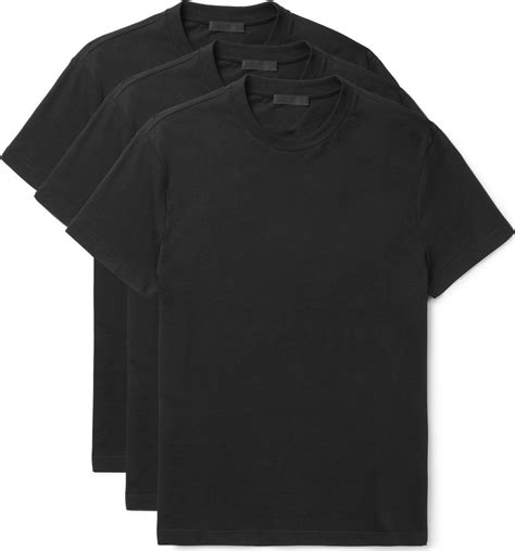 prada three-pack slim-fit cotton-jersey t-shirts|Black Three Pack Cotton Jersey T.